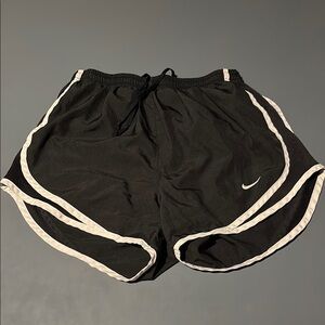 Nike Black and White Athletic Shorts with Signature Piping